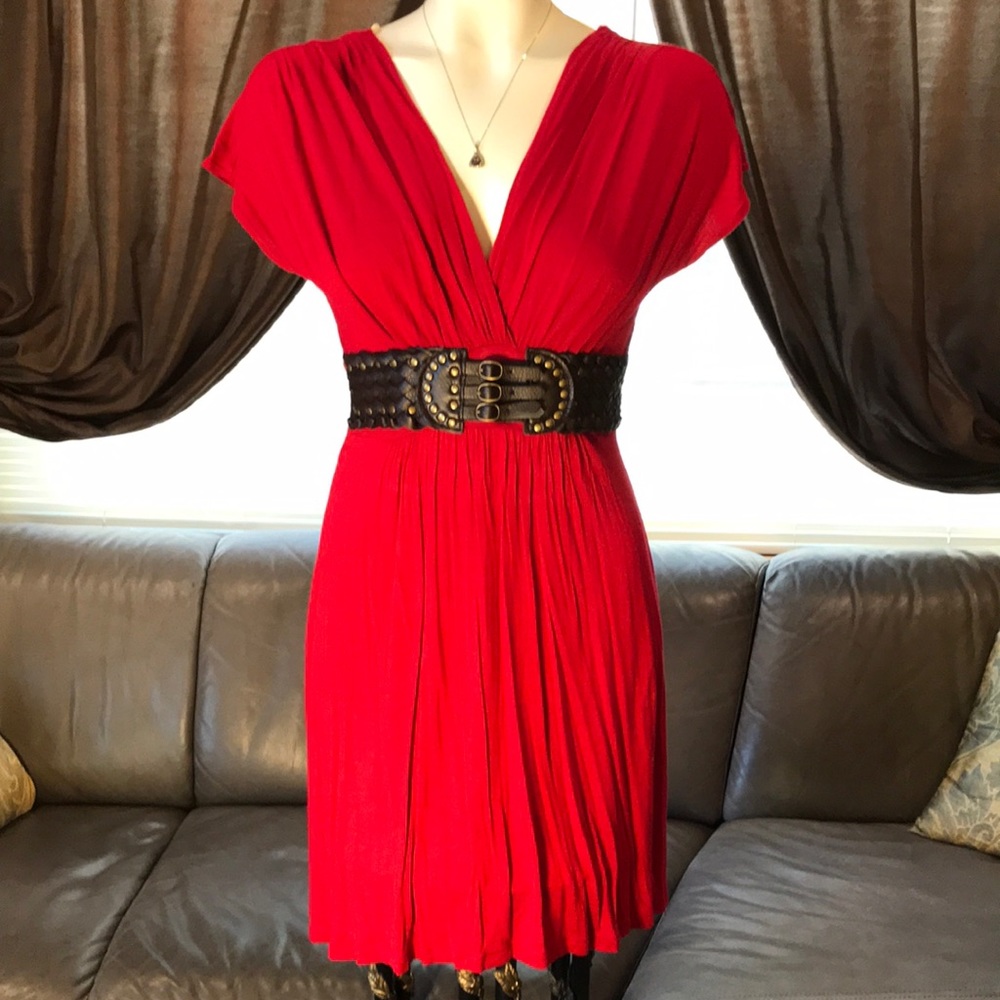 Red dress with attached belt in GREAT condition!